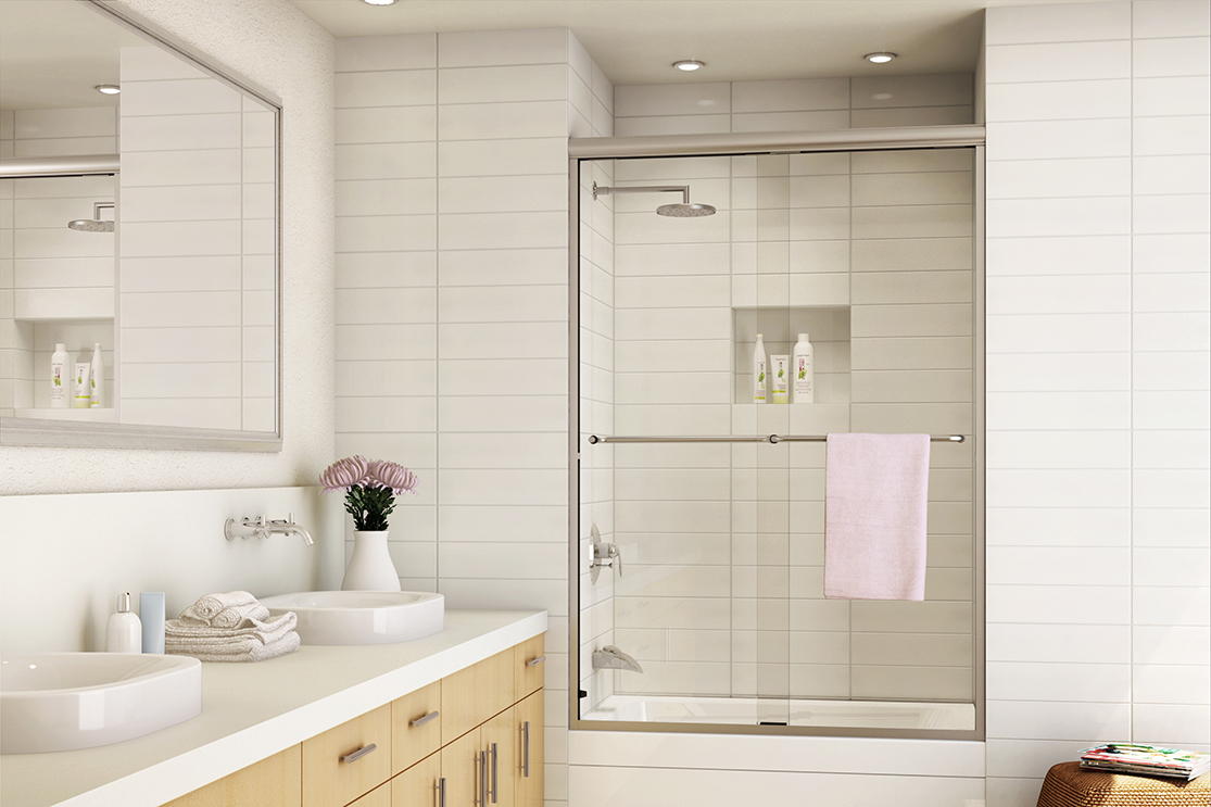 A Standard Shower Door in a Shower