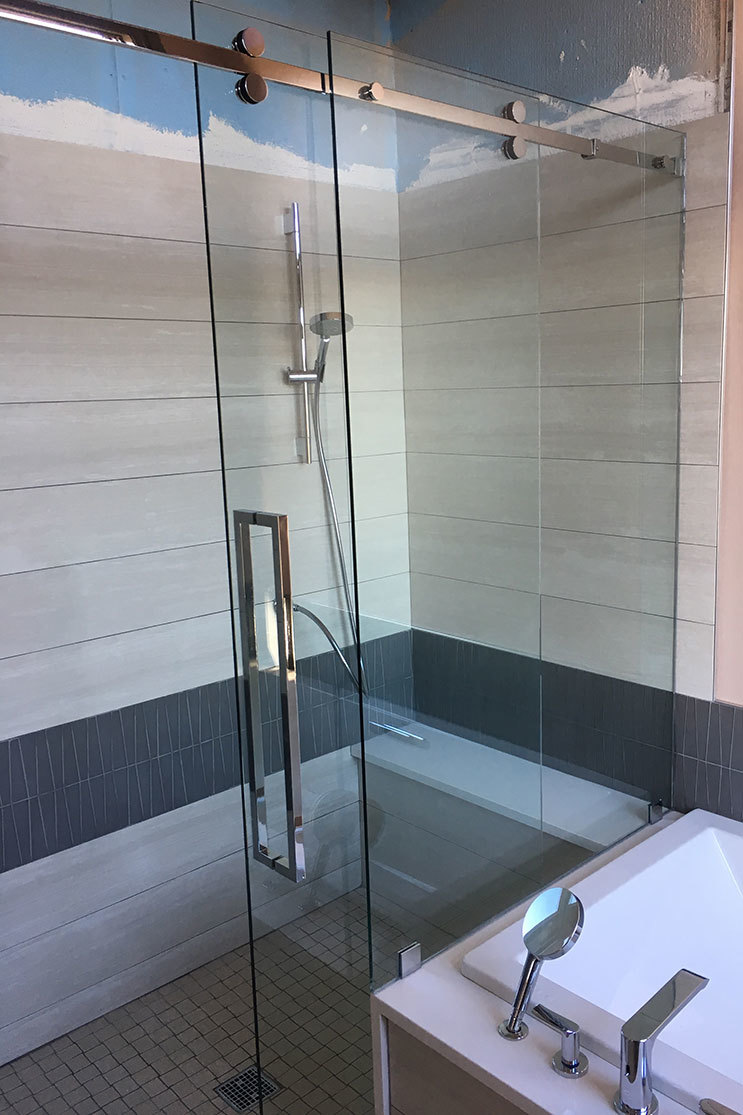 Shower door install with partner Mobile Glass